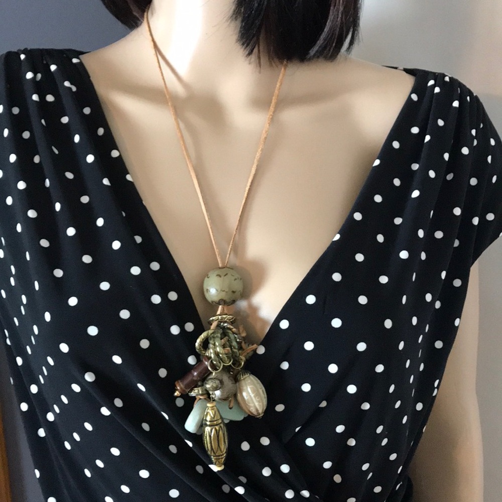 Natural Elements Cluster Statement Necklace - image 1